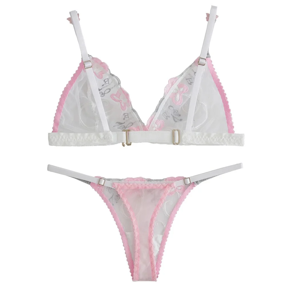 Conjunto de triángulo y microbikini en tul bordado. BELCOT29 - Imagen 2